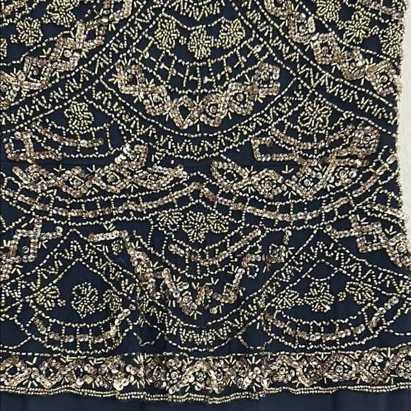 Pisarro nights blue navy and Gold Beaded Dress size 4 - Picture 16 of 16